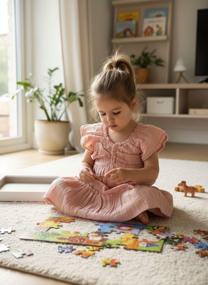 Kız Çocuk %100 Pamuklu Yazlık Elbise - Pudra - 2-5 Yaş