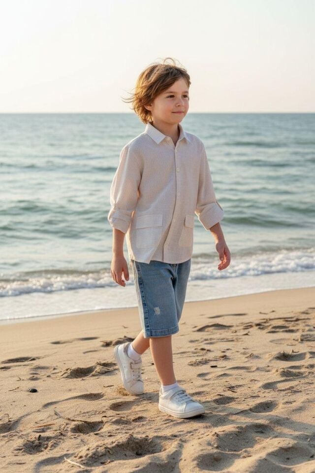 Erkek Çocuk Denım Beli Lastikli Şort