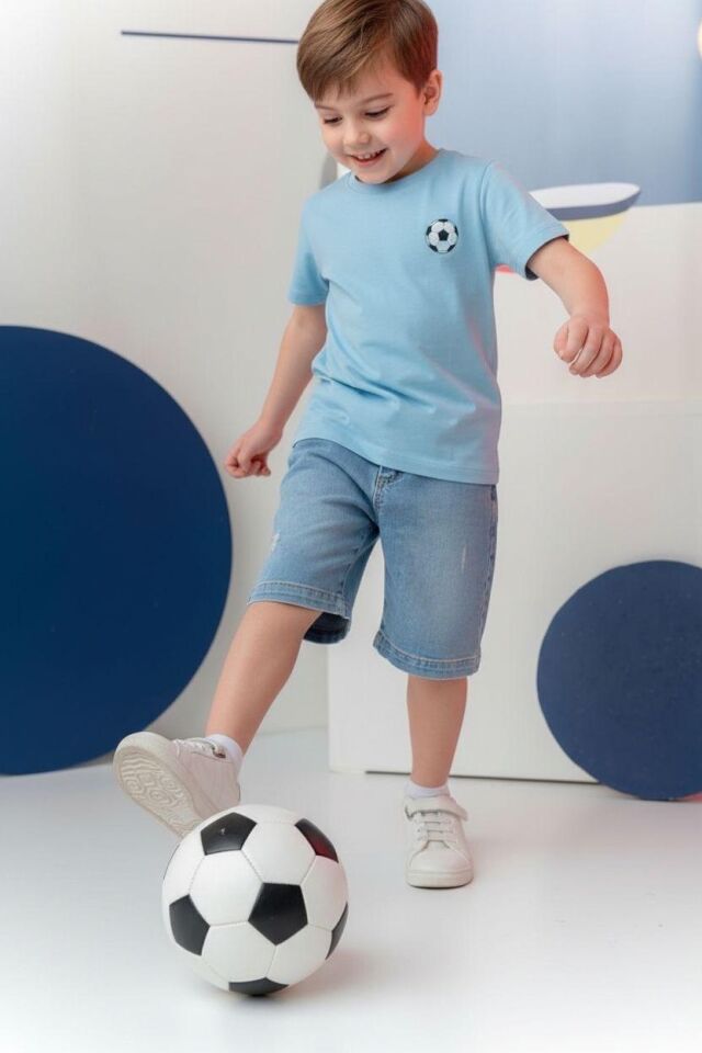 Erkek Çocuk Denım Beli Lastikli Şort