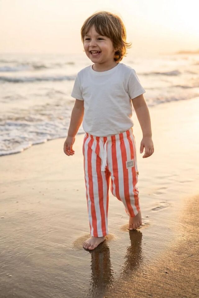 Unısex Çocuk Çizgili Pantolon