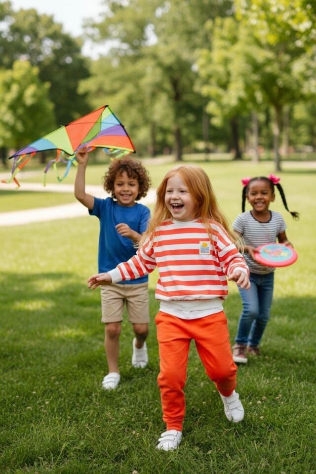 Unısex Çocuk Çizgili Sweat-Shirt