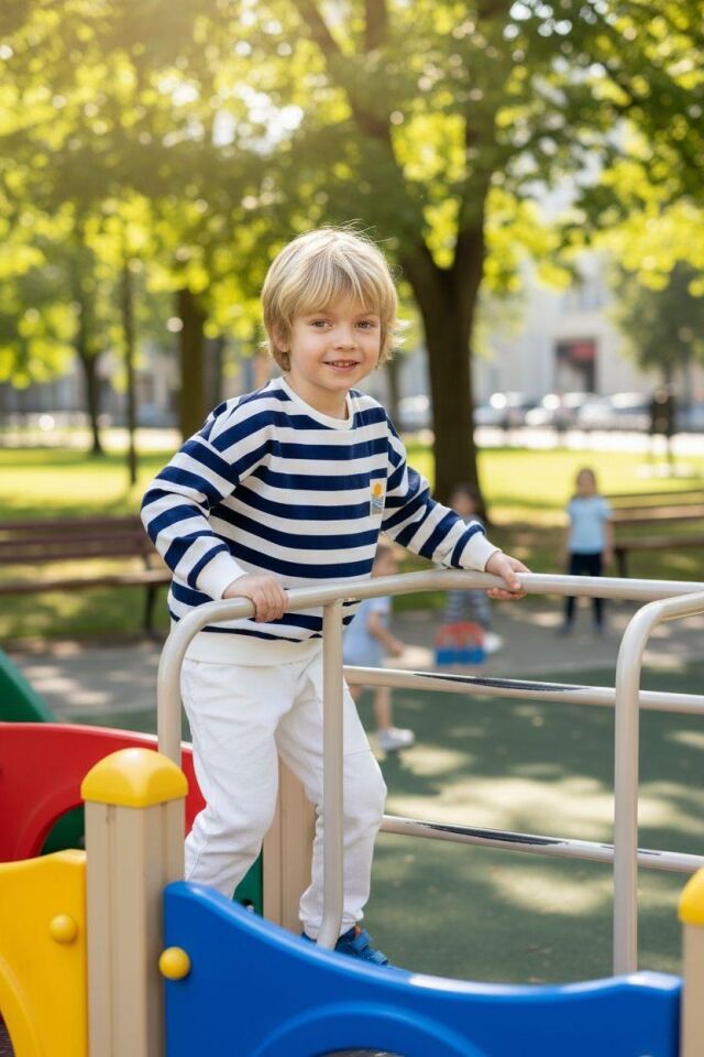 Unısex Çocuk Çizgili Sweat-Shirt