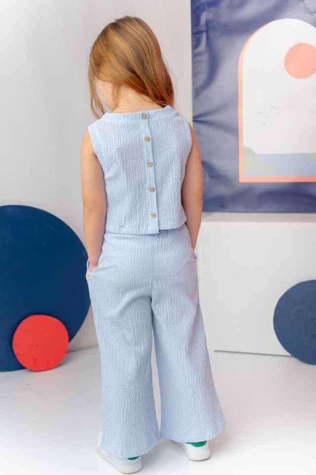 Kız Çocuk Çizgili Bluz Pantalon Takım