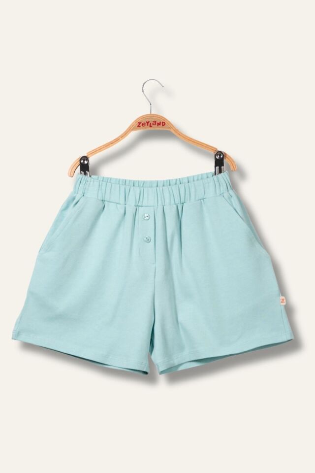 Kız Çocuk Penye Kısa Şort - Mint