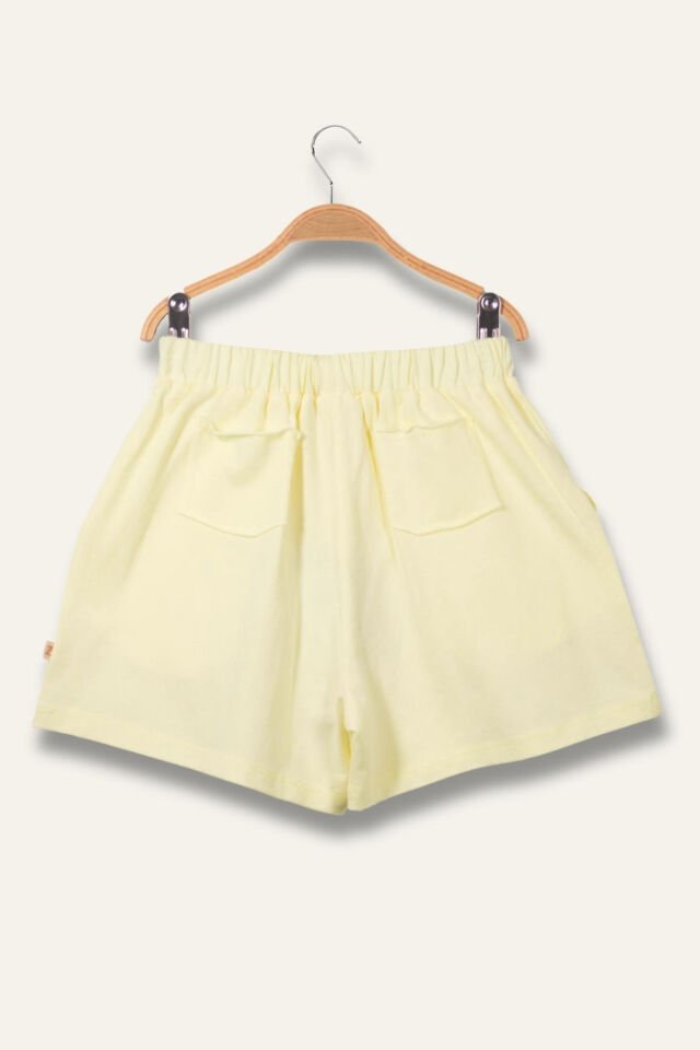 Kız Çocuk Penye Kısa Şort - Sarı
