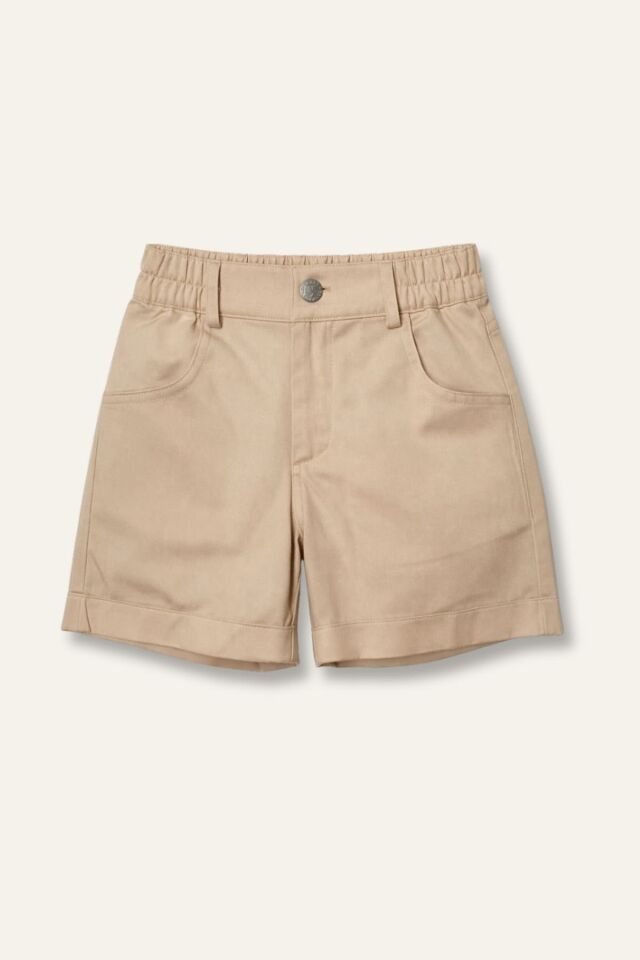 Erkek Çocuk Cepli Gabardin Şort - Taş Rengi