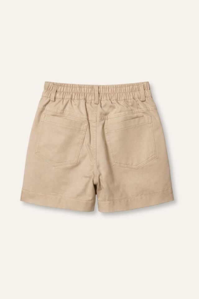 Erkek Çocuk Cepli Gabardin Şort - Taş Rengi