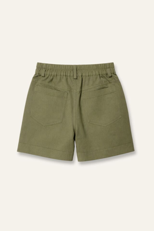 Erkek Çocuk Cepli Gabardin Şort - Haki Yeşil