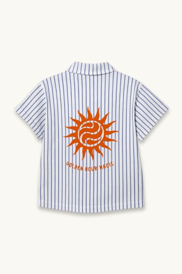 Erkek Çocuk Güneş Sırt Baskılı Mavi Çizgili Gömlek