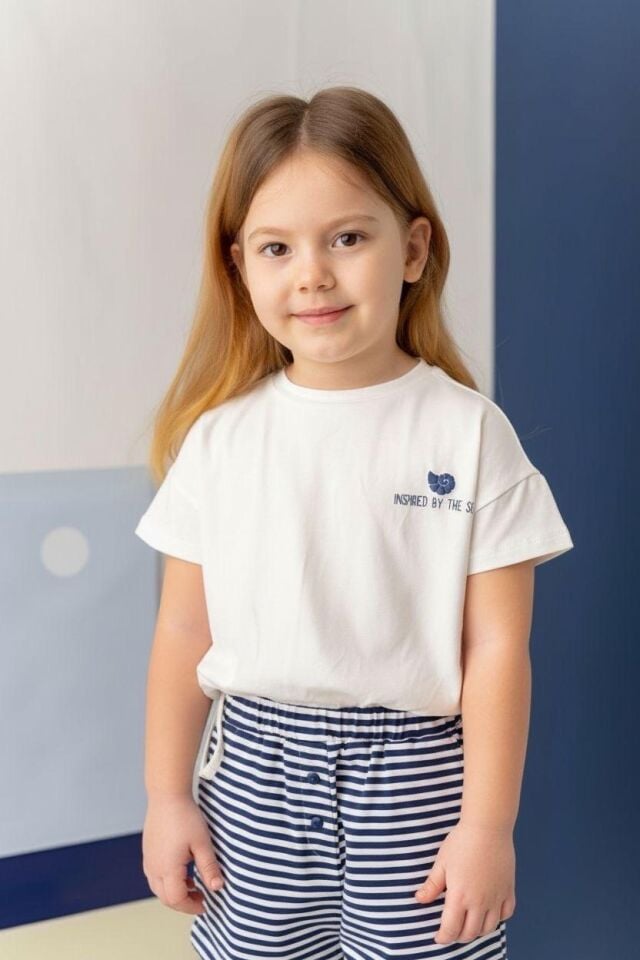 Kız Çocuk Hawai Baskılı Crop T-Shirt