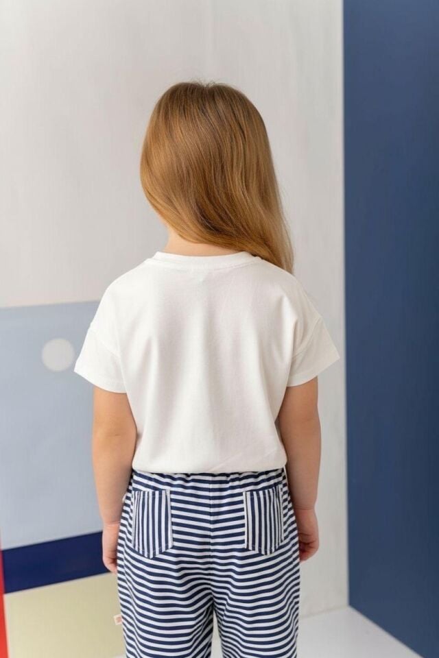 Kız Çocuk Hawai Baskılı Crop T-Shirt