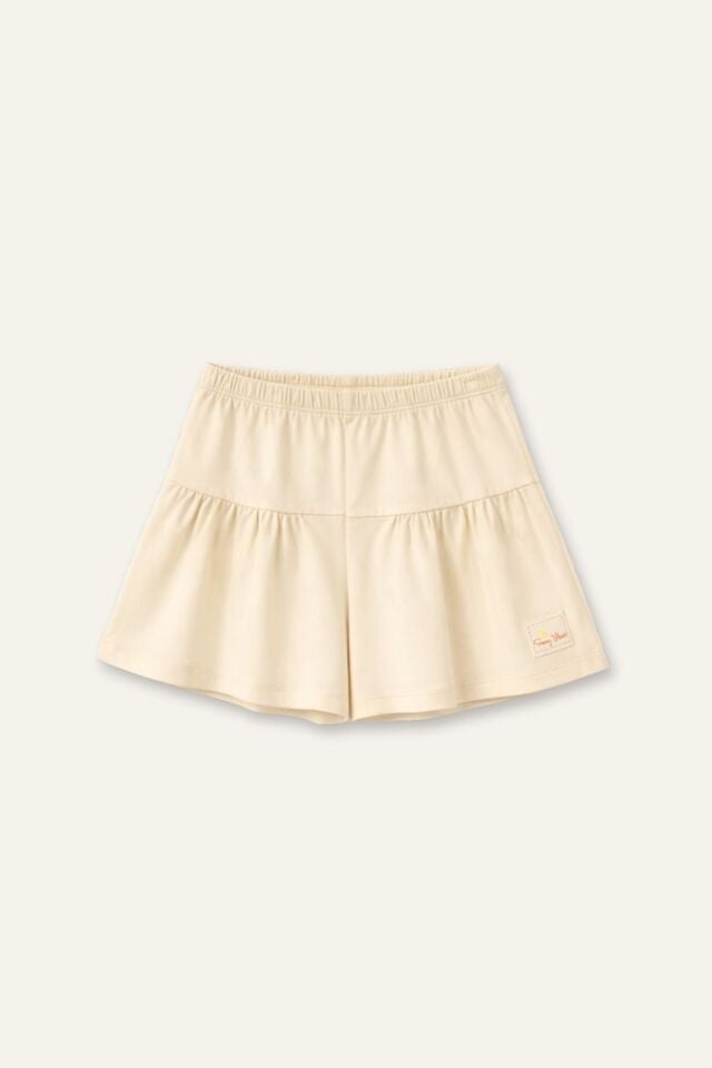 Kız Çocuk Fırfırlı Örme Şort - Krem