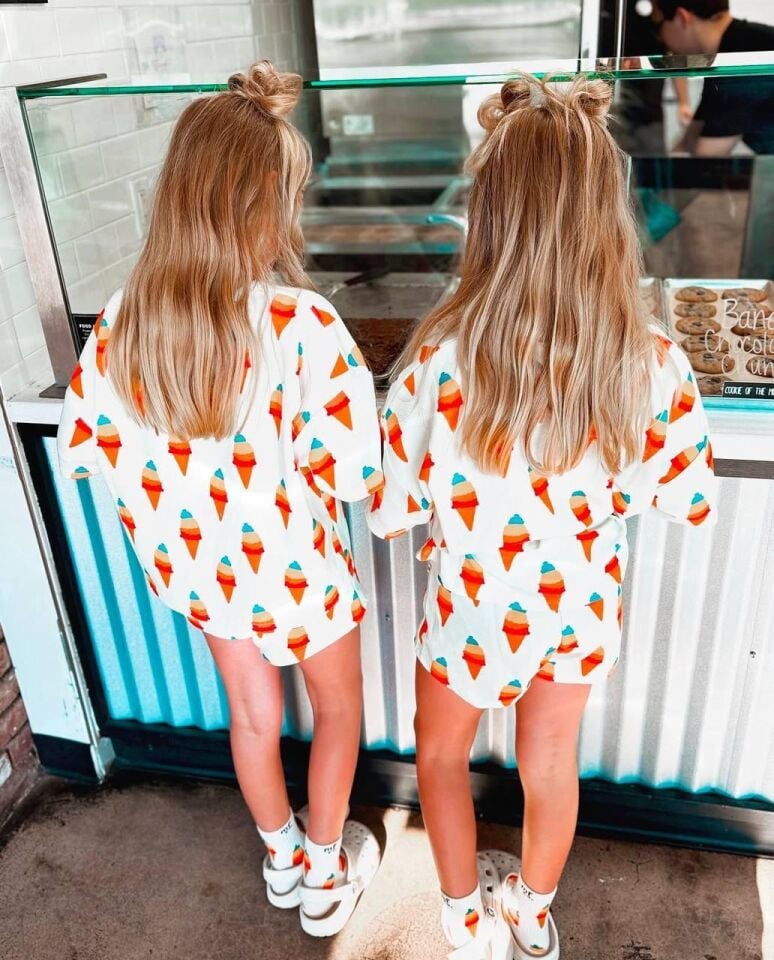 Unisex Ice Cream Kız ve Erkek Çocuk için Tişört Şort Alt Üst Takım